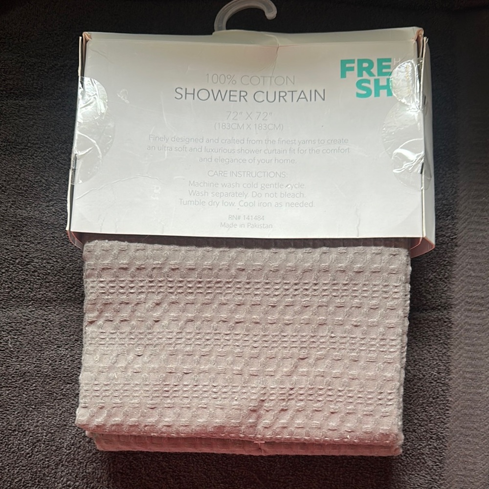 Fresh Home 100% Cotton Dark Grey Shower Curtain. NWT